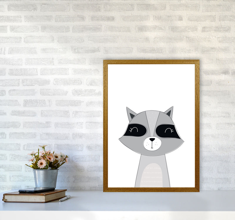 Scandi Raccoon Framed Nursey Wall Art Print A2 Print Only