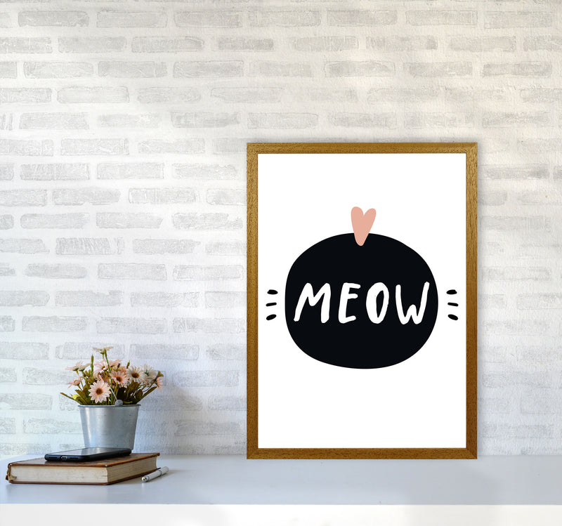 Meow Framed Typography Wall Art Print A2 Print Only
