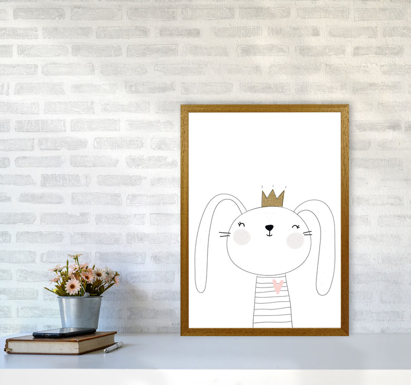 Scandi Cute Bunny With Crown Framed Nursey Wall Art Print A2 Print Only