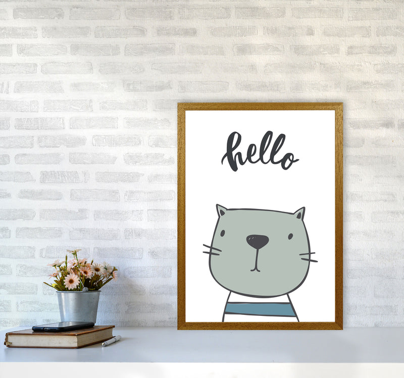 Hello Cat Modern Print Animal Art Print A2 Print Only