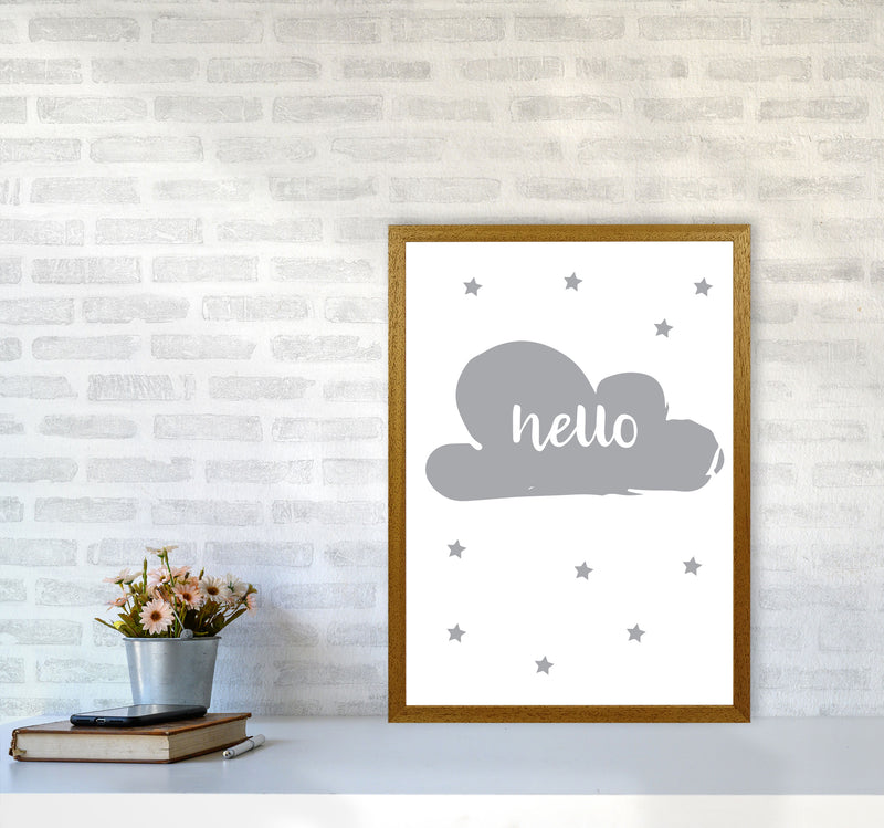 Hello Cloud Grey Framed Nursey Wall Art Print A2 Print Only