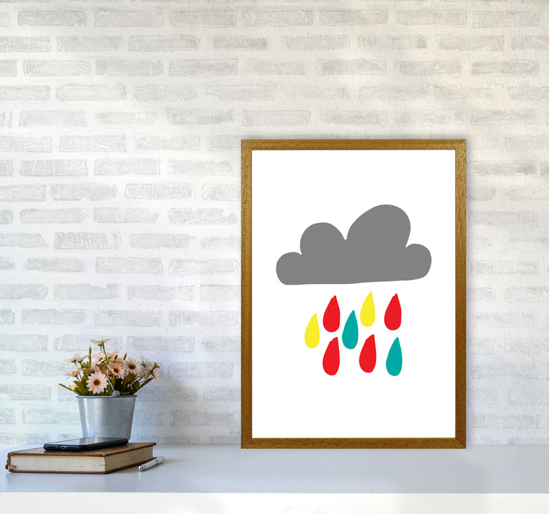 Grey Rain Cloud Framed Nursey Wall Art Print A2 Print Only