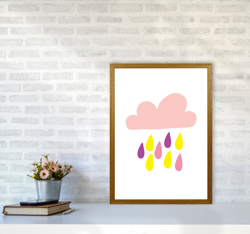 Pink Rain Cloud Framed Nursey Wall Art Print A2 Print Only