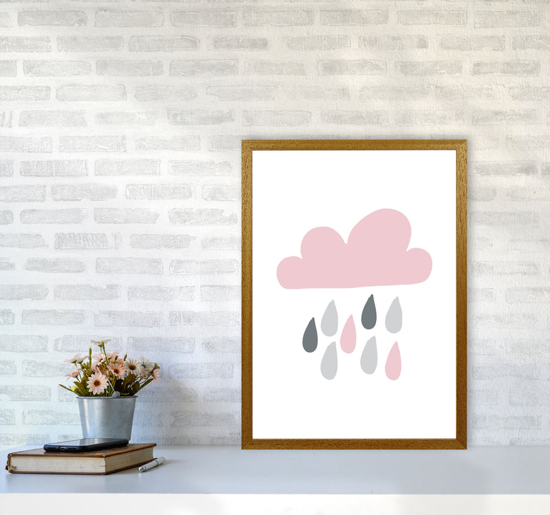 Pink And Grey Rain Cloud Framed Nursey Wall Art Print A2 Print Only
