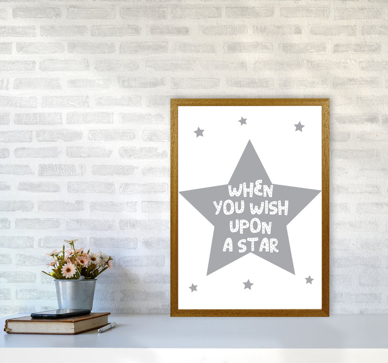 Wish Upon A Star Grey Framed Nursey Wall Art Print A2 Print Only