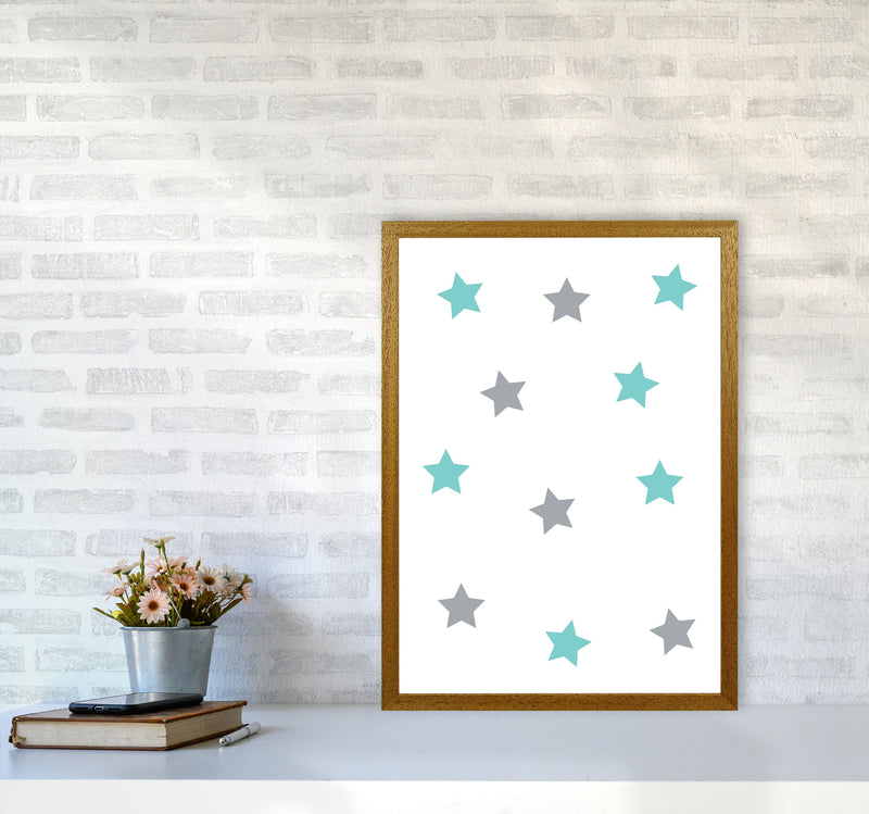 Mint And Grey Stars Framed Nursey Wall Art Print A2 Print Only