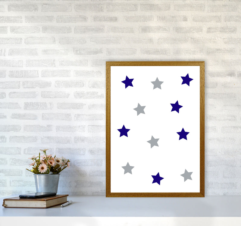 Navy And Grey Stars Modern Print A2 Print Only