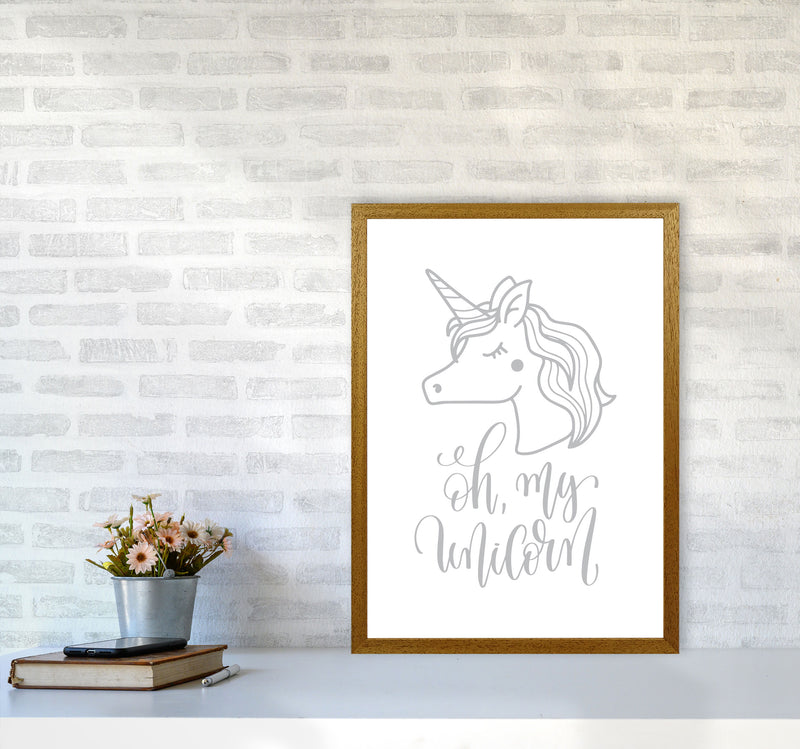 Oh My Unicorn Grey Framed Nursey Wall Art Print A2 Print Only