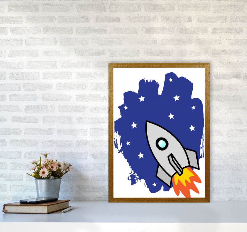 Space Rocket Framed Nursey Wall Art Print A2 Print Only