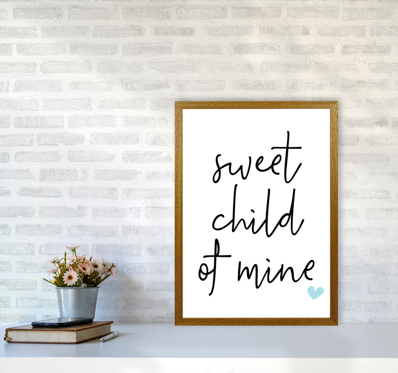 Sweet Child Of Mine Blue Framed Nursey Wall Art Print A2 Print Only