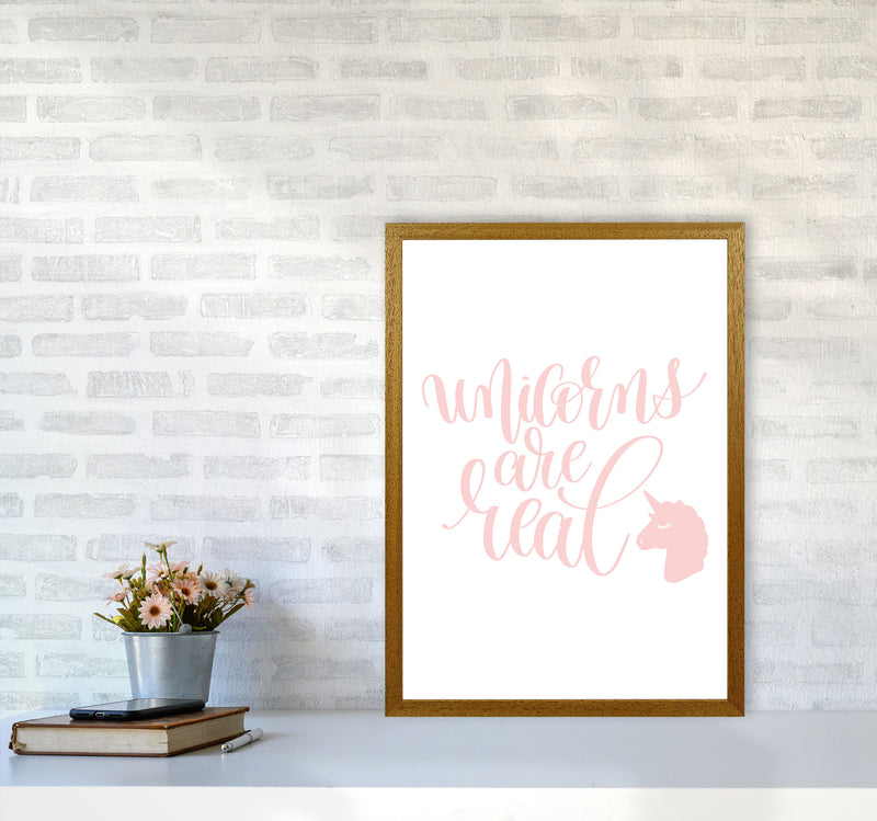 Unicorns Are Real Pink Modern Art Print, Framed Childrens Nursey Poster A2 Print Only