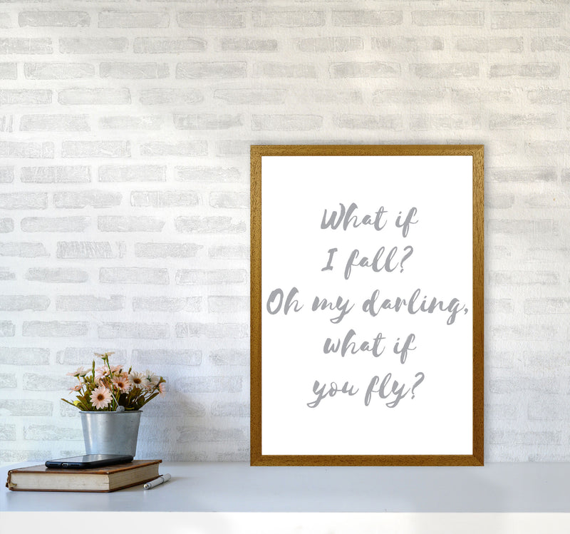 What If I Fall? Grey Modern Print A2 Print Only