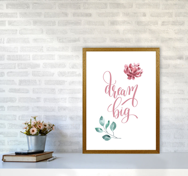 Dream Big Pink Floral Framed Typography Wall Art Print A2 Print Only