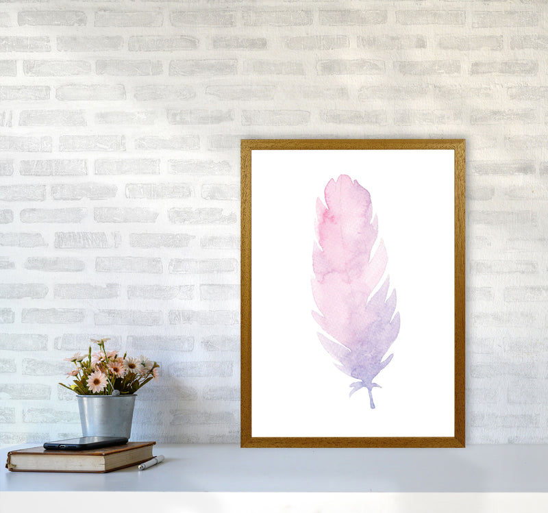 Pink Watercolour Feather Modern Print A2 Print Only