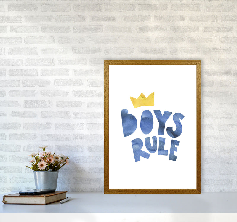 Boys Rule Watercolour Framed Nursey Wall Art Print A2 Print Only