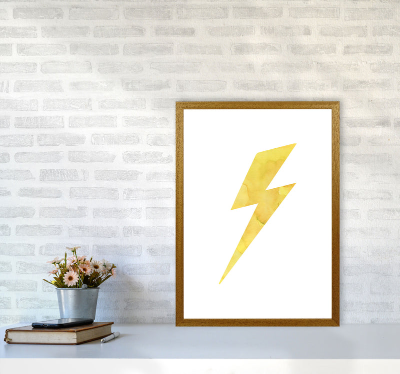 Yellow Thunderbolt Watercolour Modern Print A2 Print Only