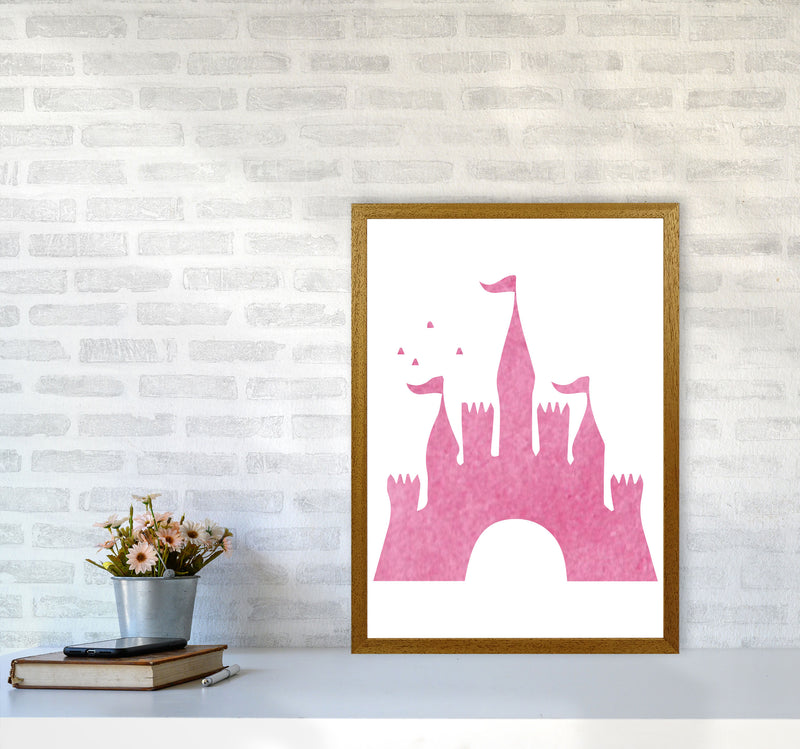 Pink Castle Watercolour Modern Print A2 Print Only