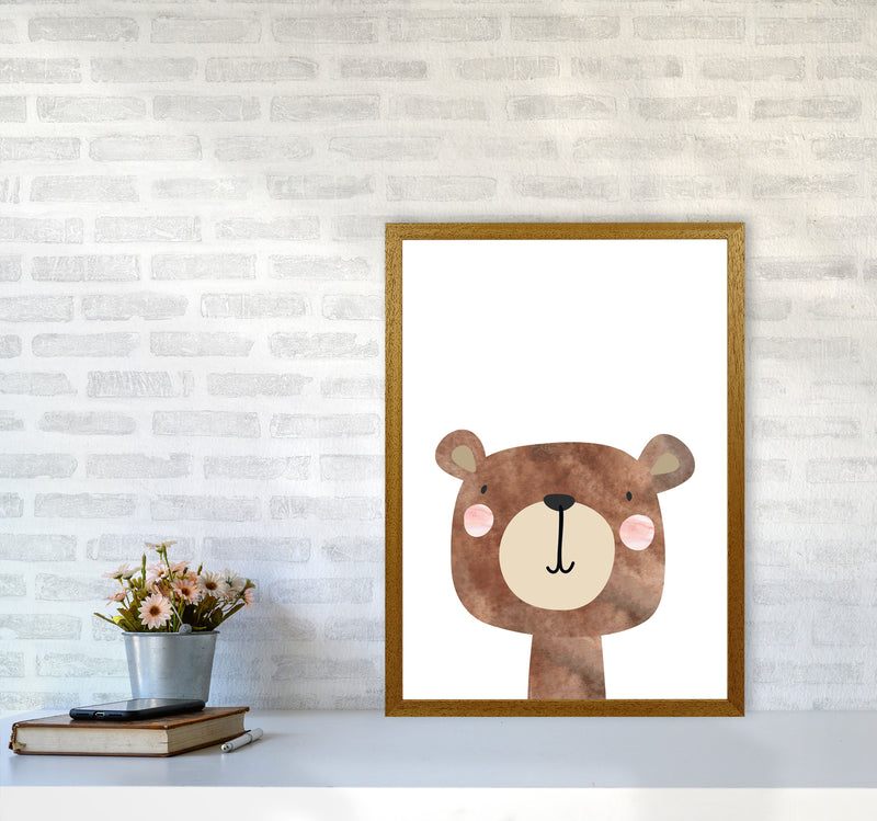Scandi Brown Bear Watercolour Framed Nursey Wall Art Print A2 Print Only