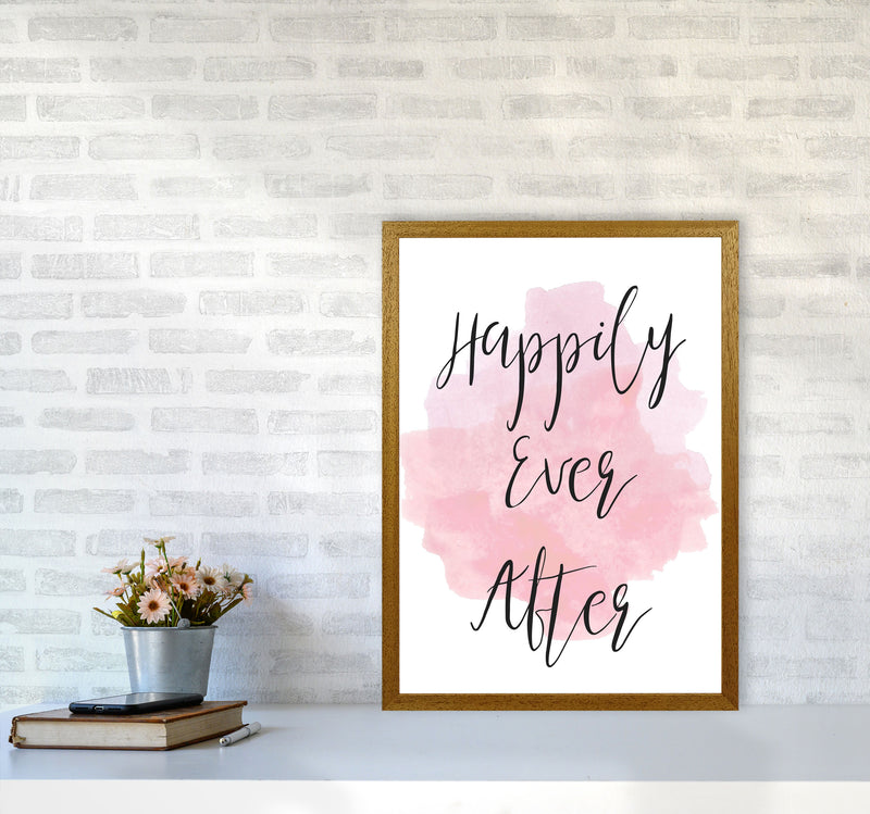 Happily Ever After Pink Watercolour Modern Print A2 Print Only
