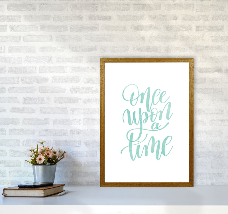 Once Upon A Time Mint Watercolour Framed Typography Wall Art Print A2 Print Only
