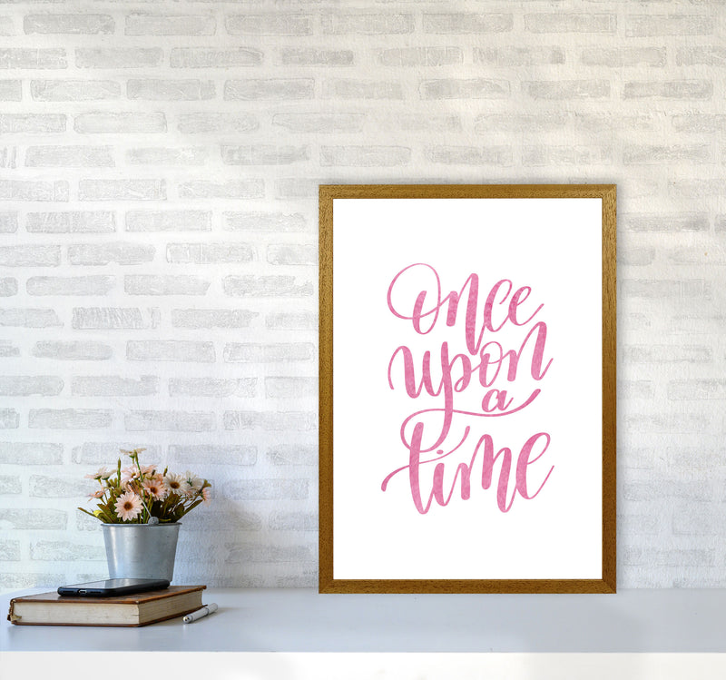 Once Upon A Time Pink Watercolour Framed Typography Wall Art Print A2 Print Only