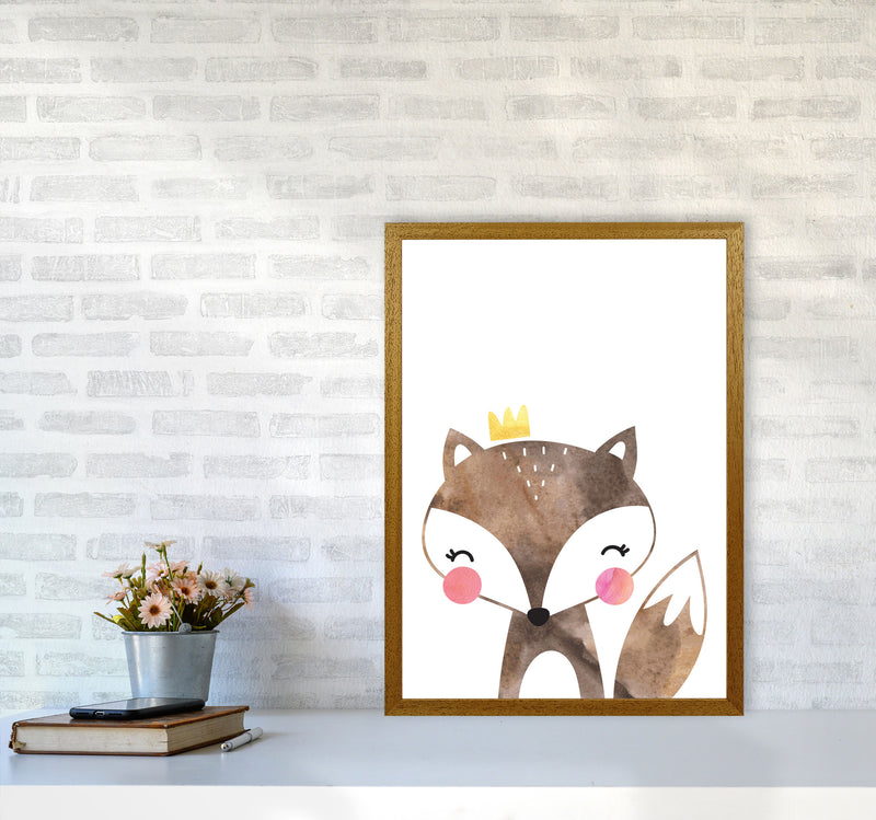 Scandi Brown Fox Watercolour Framed Nursey Wall Art Print A2 Print Only
