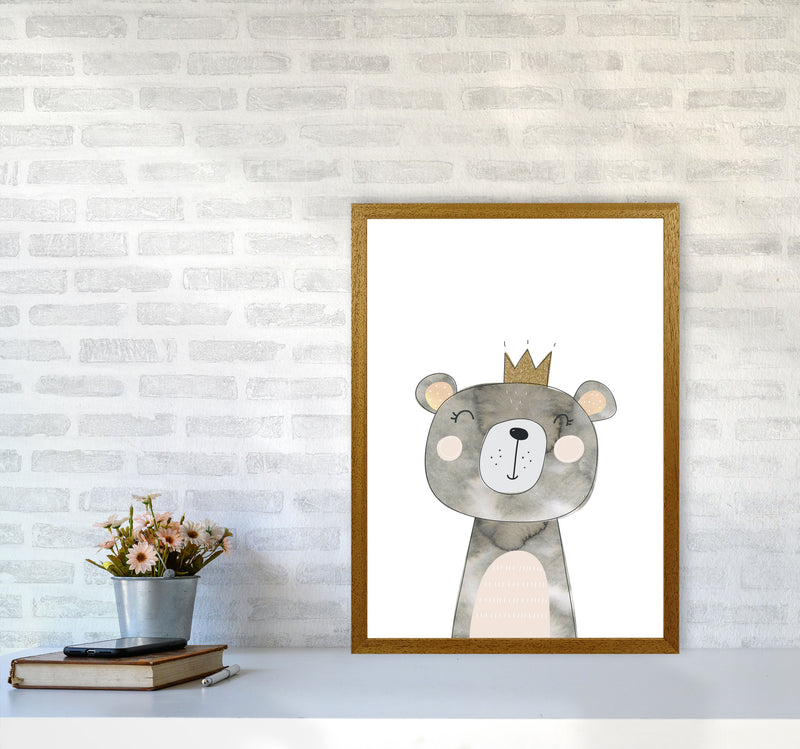 Scandi Grey Bear Watercolour Framed Nursey Wall Art Print A2 Print Only