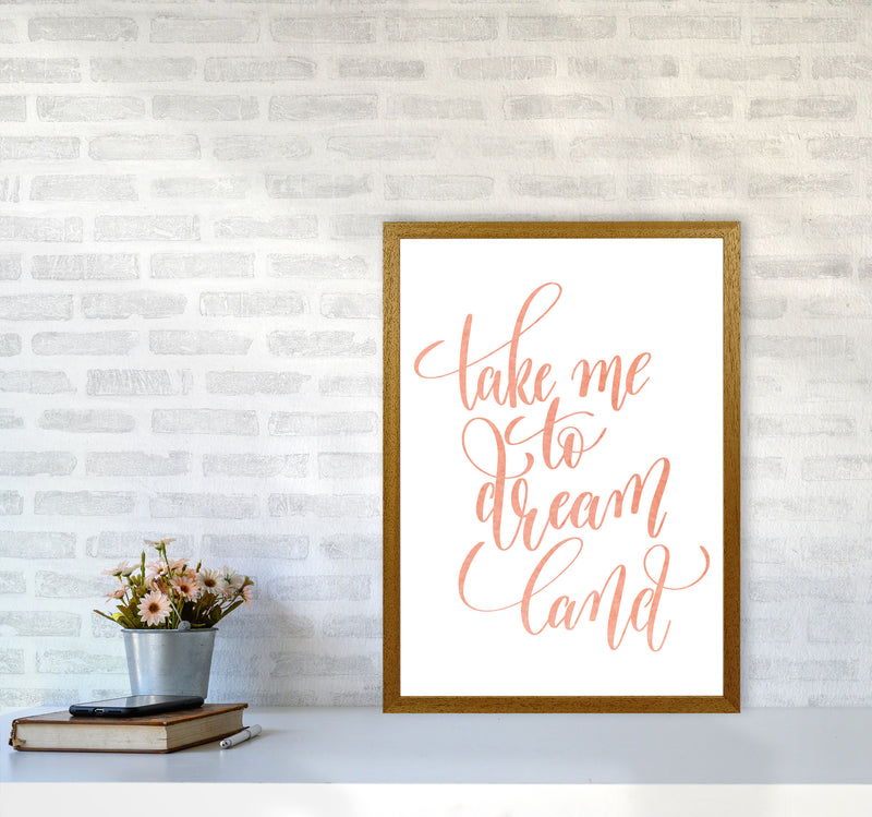 Take Me To Dreamland Peach Watercolour Modern Print A2 Print Only