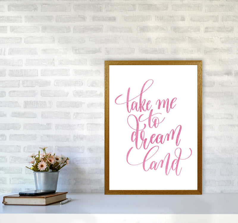 Take Me To Dreamland Pink Watercolour Modern Print A2 Print Only