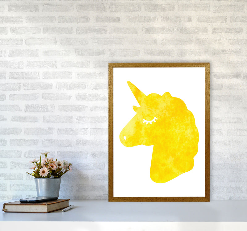 Unicorn Yellow Silhouette Watercolour Modern Print A2 Print Only