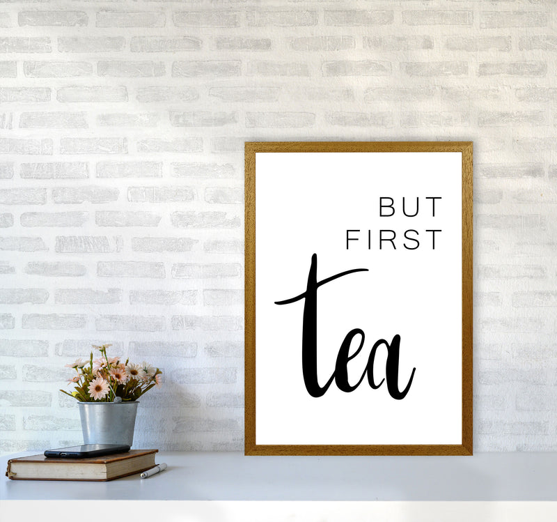 But First Tea Modern Print, Framed Kitchen Wall Art A2 Print Only