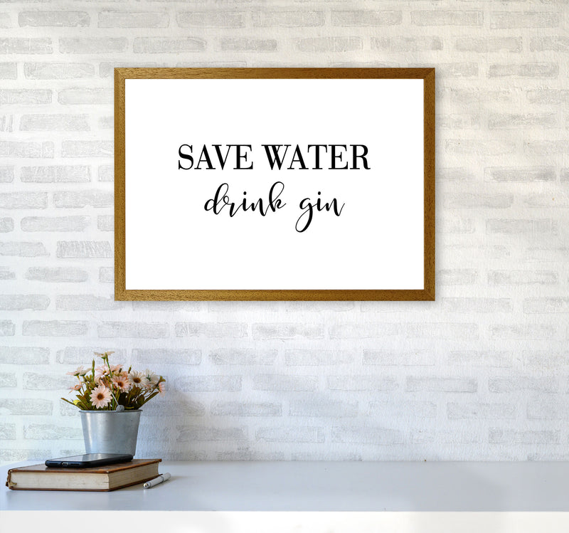 Save Water Drink Gin Modern Print, Framed Kitchen Wall Art A2 Print Only