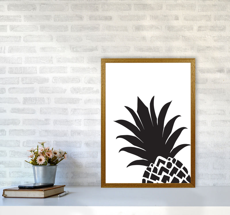 Black Pineapple 1 Modern Print, Framed Kitchen Wall Art A2 Print Only