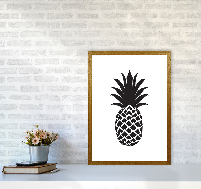 Black Pineapple 2 Modern Print, Framed Kitchen Wall Art A2 Print Only