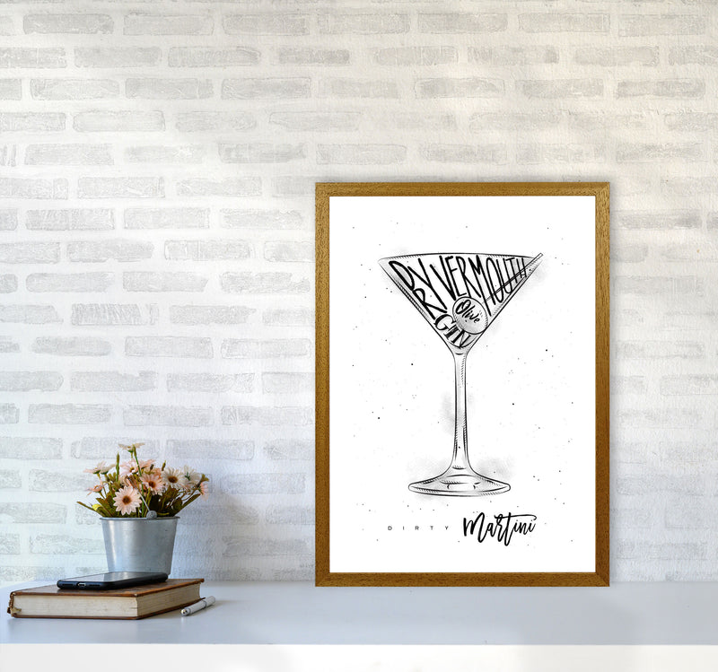 Dirty Martini Cocktail Modern Print, Framed Kitchen Wall Art A2 Print Only