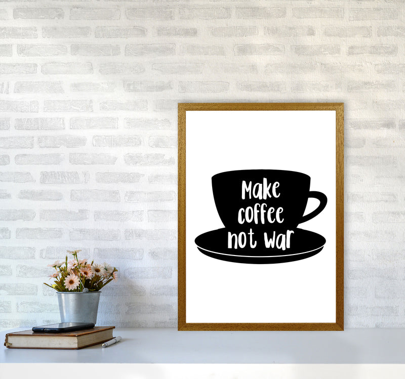 Make Coffee Not War Modern Print, Framed Kitchen Wall Art A2 Print Only