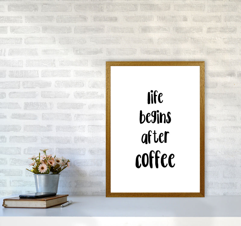 Life Begins After Coffee Modern Print, Framed Kitchen Wall Art A2 Print Only