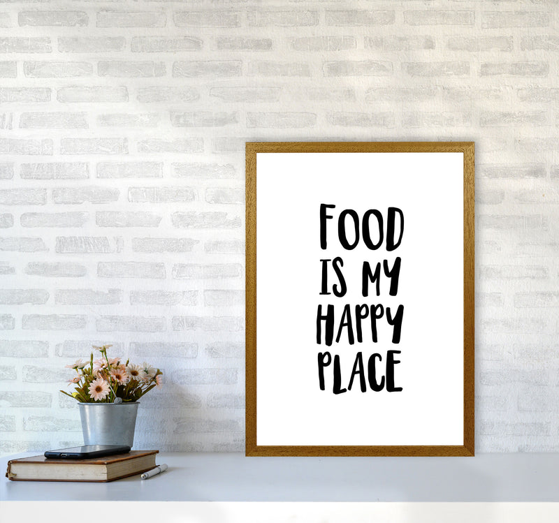 Food Is My Happy Place Framed Typography Wall Art Print A2 Print Only