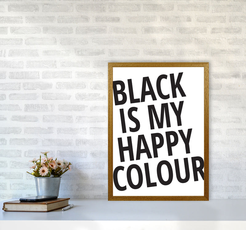 Black Is My Happy Colour Framed Typography Wall Art Print A2 Print Only