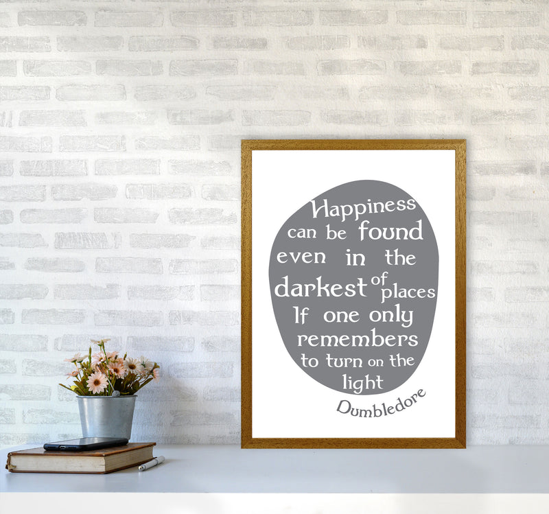 Happiness, Dumbledore Quote Framed Typography Wall Art Print A2 Print Only