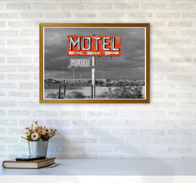 Red Motel Sign Modern Print A2 Print Only