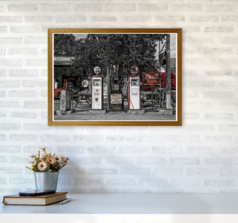 Retro Black And Red Gas Pumps Modern Print A2 Print Only