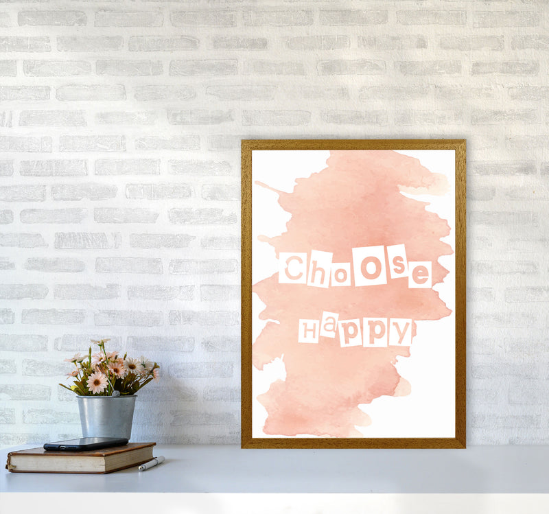 Choose Happy Peach Watercolour Modern Print A2 Print Only