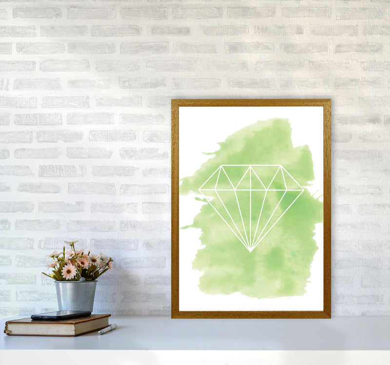 Geo Diamond Green Watercolour Modern Print A2 Print Only