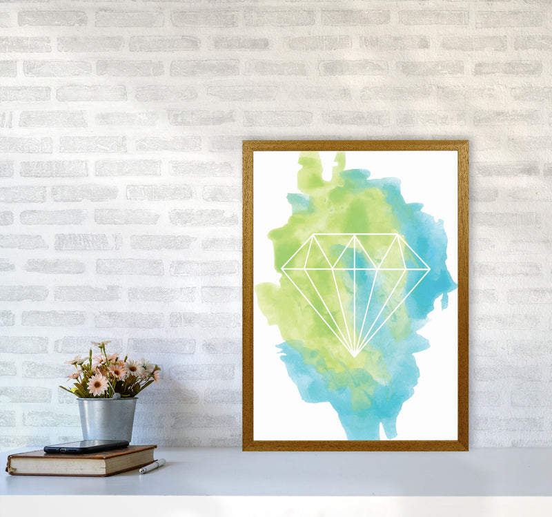 Geo Diamond Turquoise Multi Watercolour Modern Print A2 Print Only