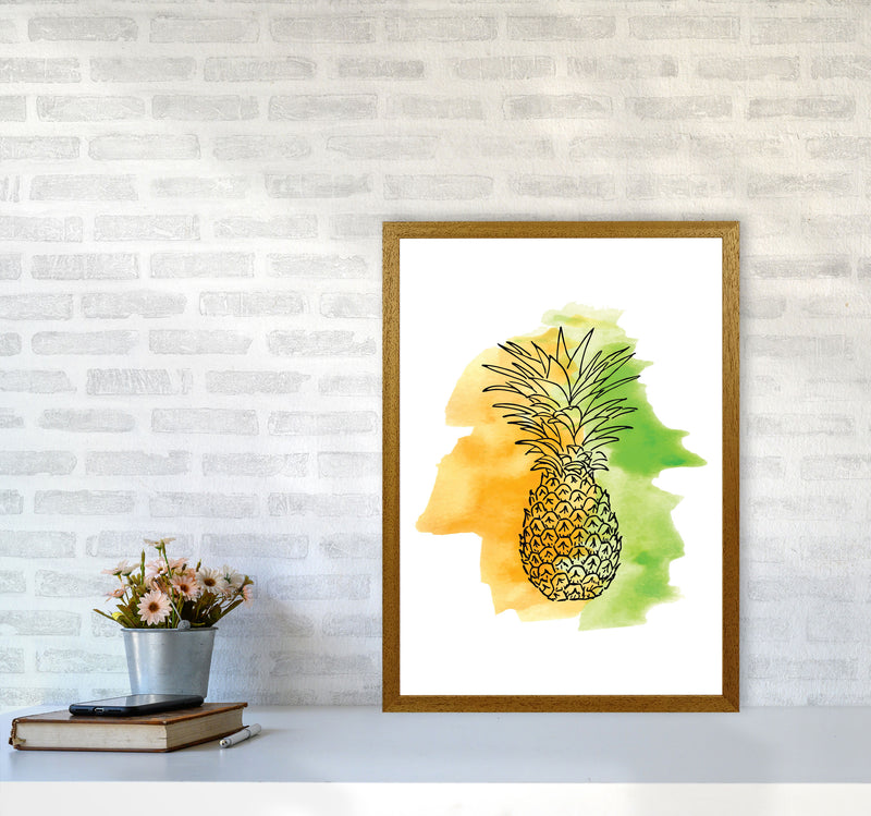 Orange And Green Pineapple Watercolour Modern Print A2 Print Only