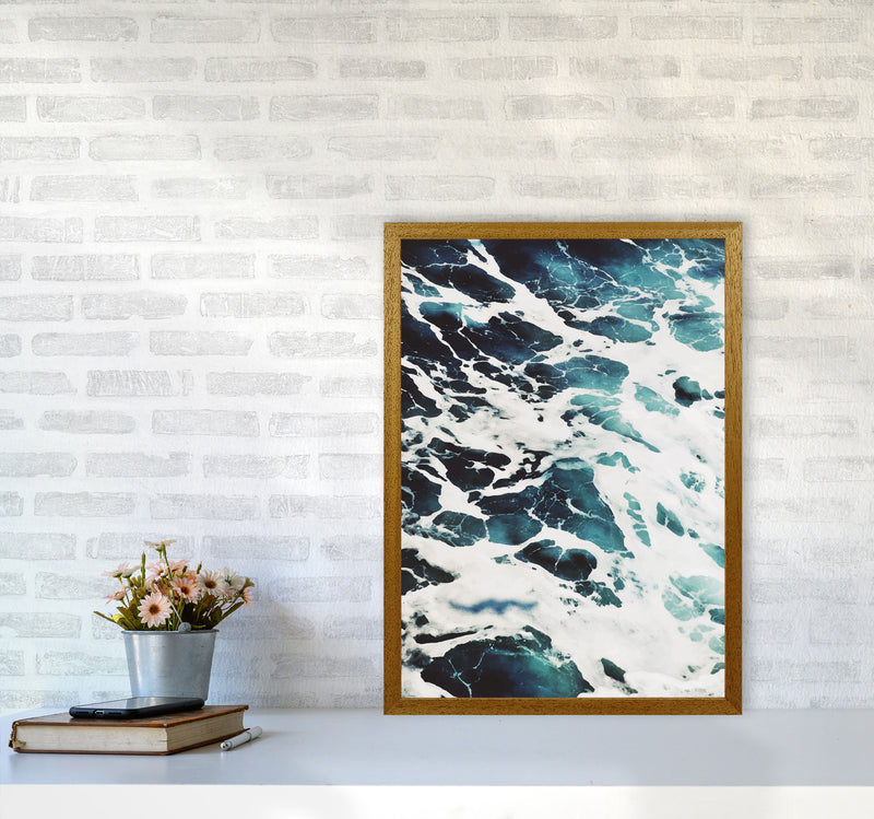 Blue White Water Modern Print, Framed Botanical & Nature Art Print A2 Print Only