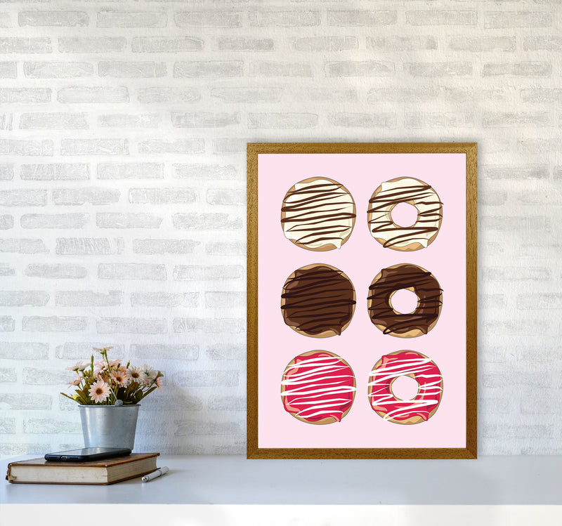 Donuts Pink Modern Print, Framed Kitchen Wall Art A2 Print Only