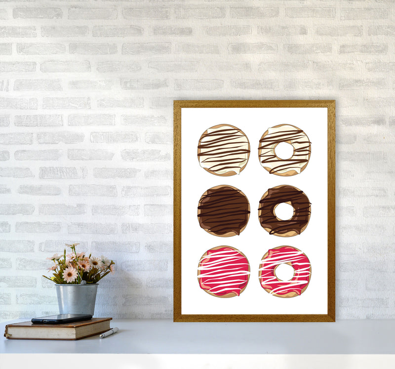 Donuts White Modern Print, Framed Kitchen Wall Art A2 Print Only
