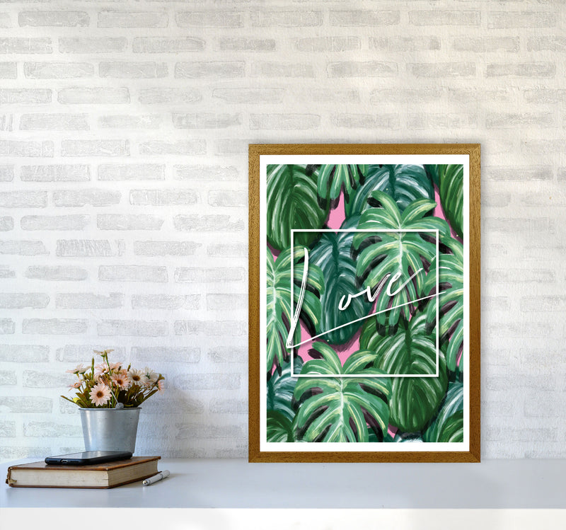 Love Green Leaves Modern Print, Framed Botanical & Nature Art Print A2 Print Only
